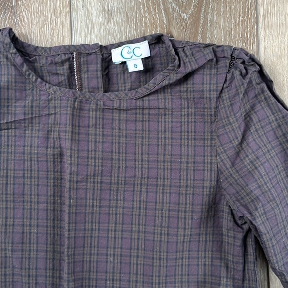 C de C Plaid Cotton Blouse Purple and Black - Picture 3 of 8